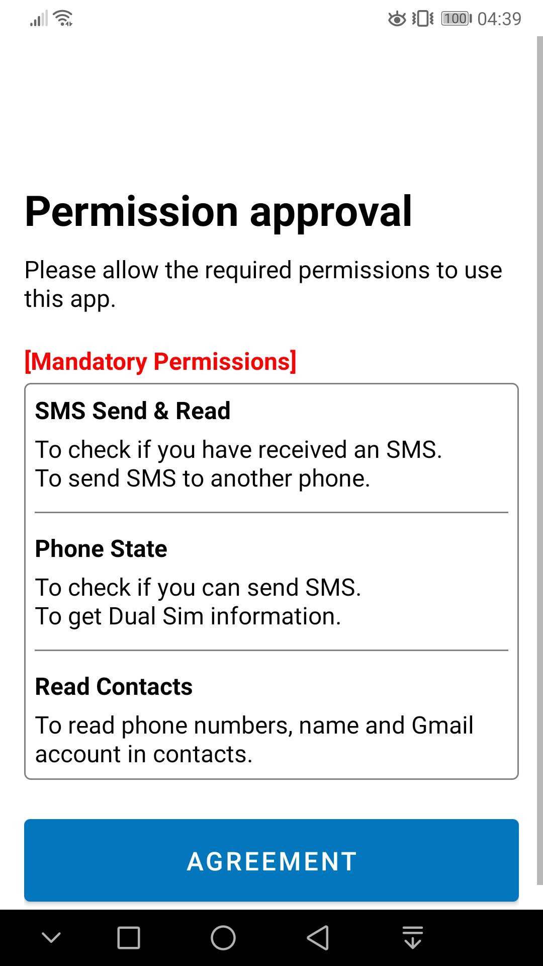 SMS Forwarder Erlaubnis Genehmigungen