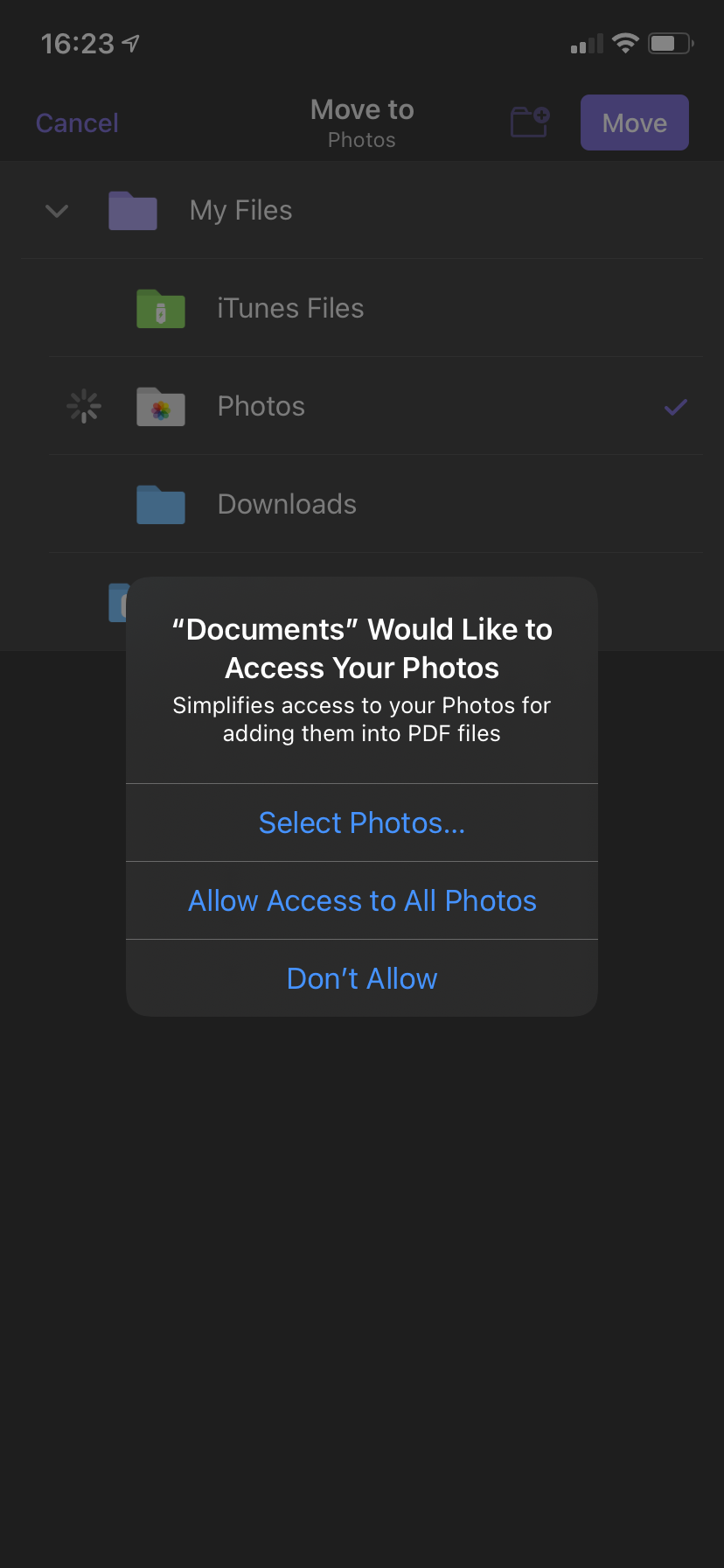 Documents Photo Access iOS