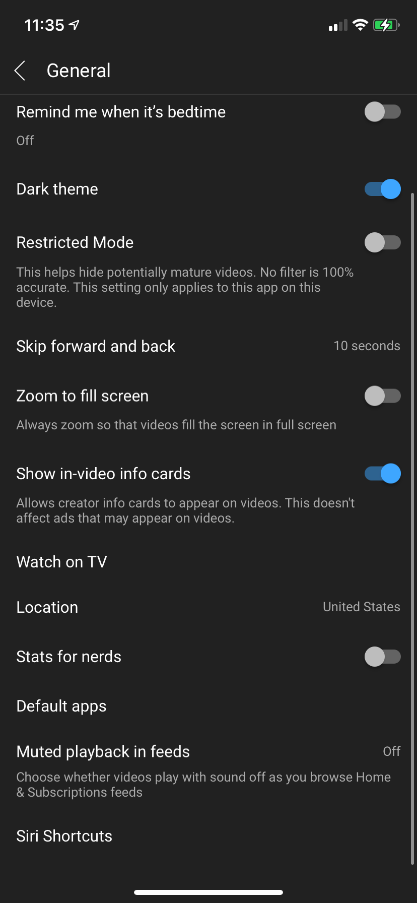 YouTube General Options