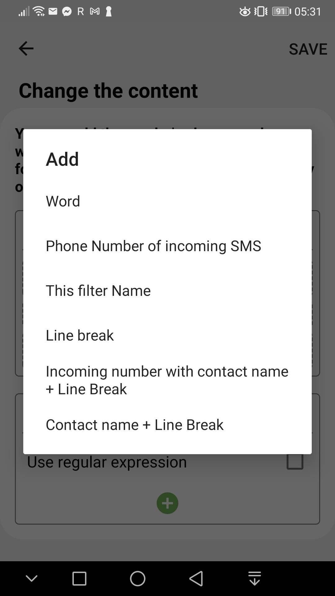 Zusätzliche Details zum Hinzufügen in der Vorlage für SMS Forwarder