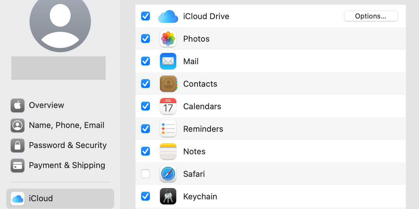 Turn off iCloud sync on Mac