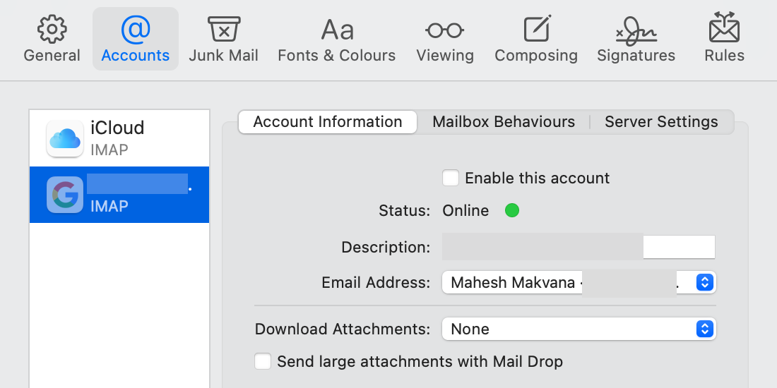 Disable email attachment downloads on Mac
