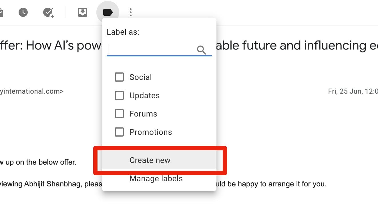 create new label in gmail