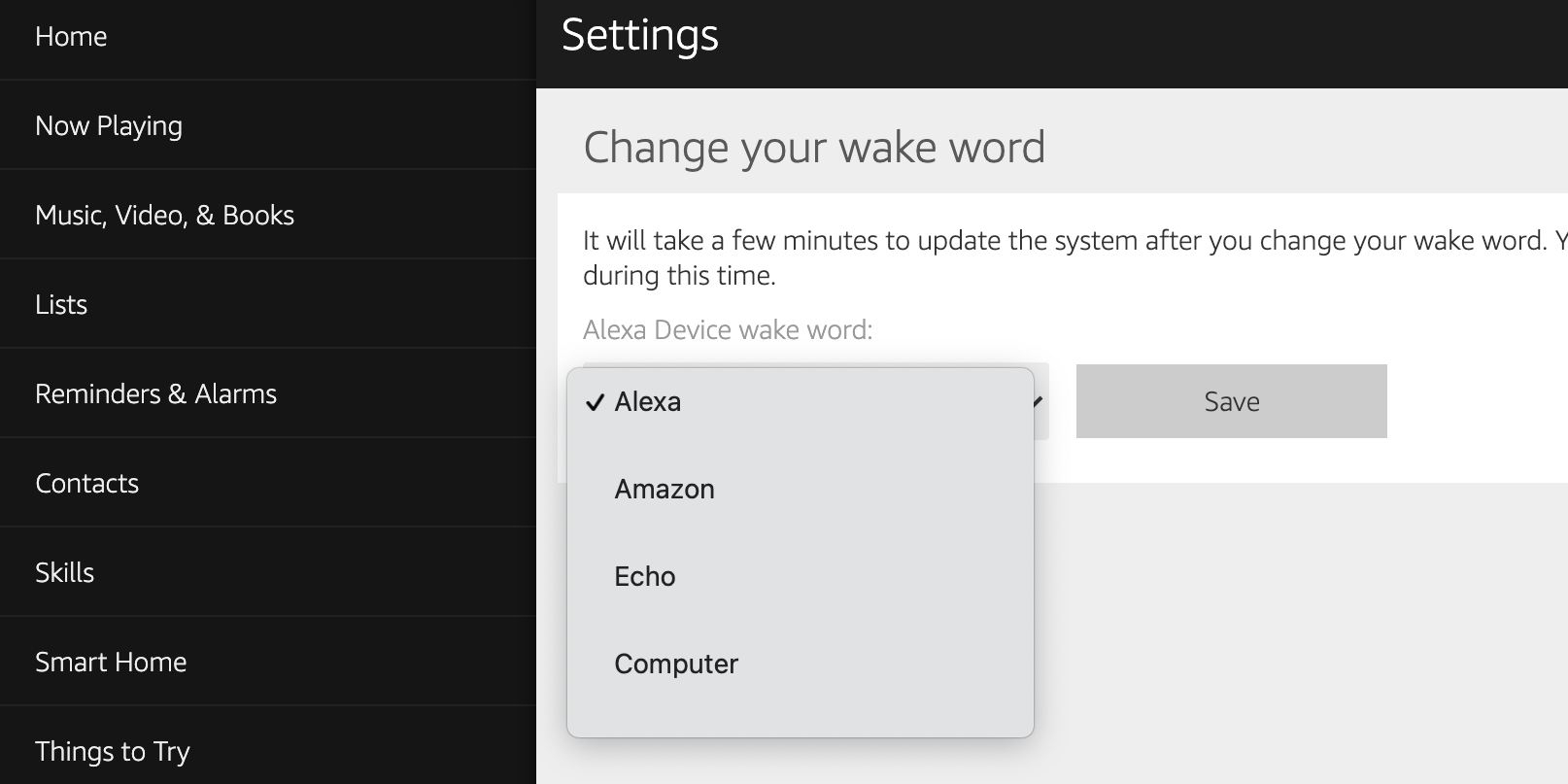 Change Alexa's wake word