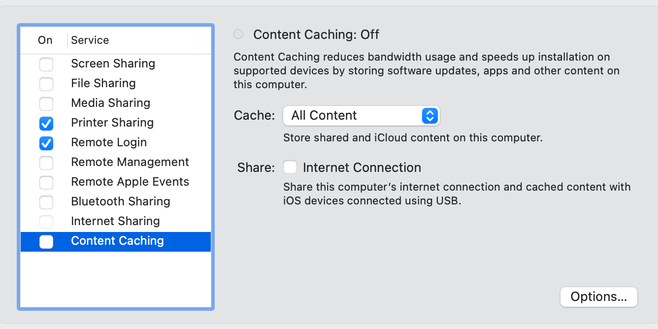Enable Content Caching on Mac