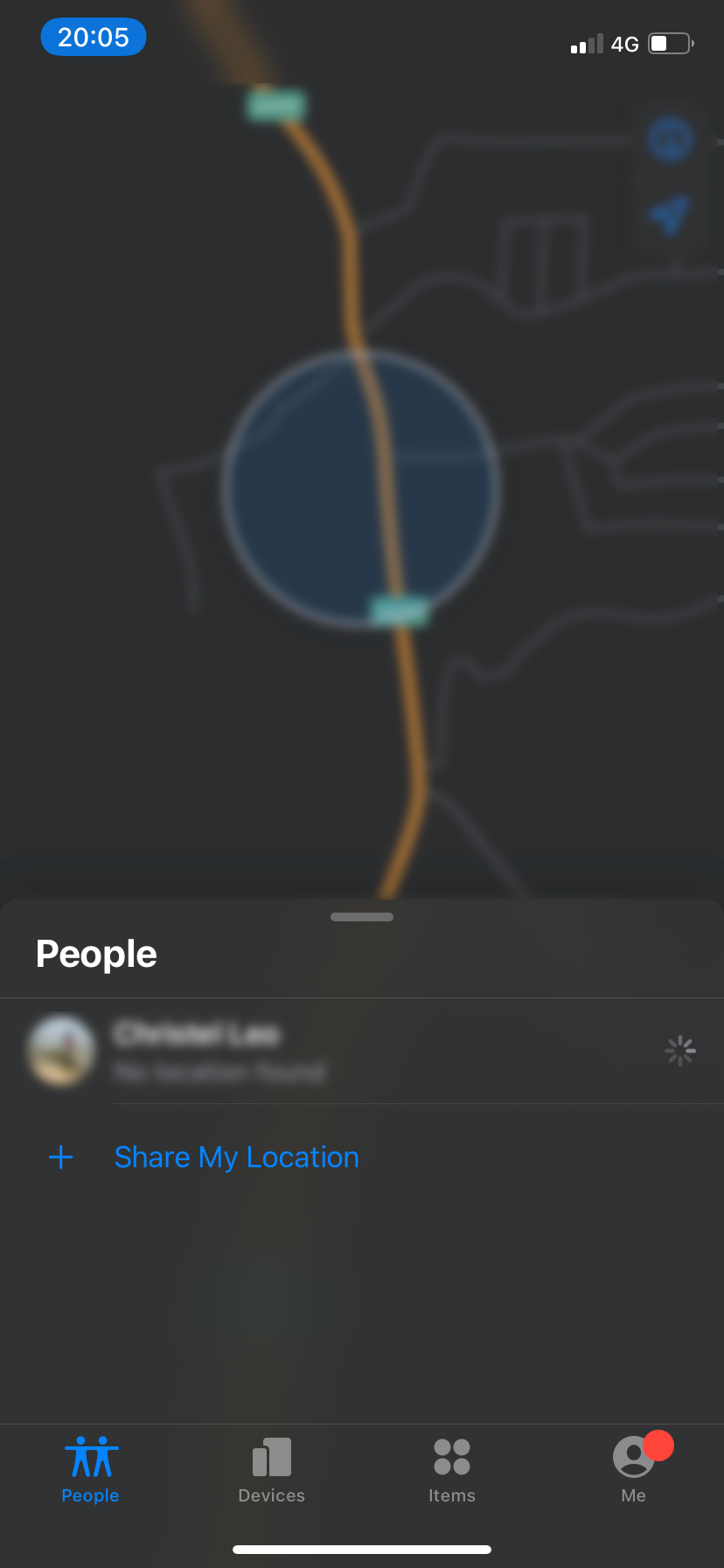 People tab in Find My.