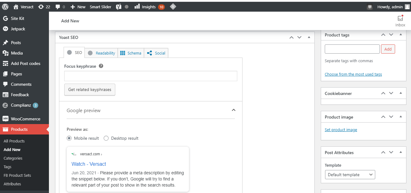 Adding Product Image From Left Side Bar Of WordPress Dashboard