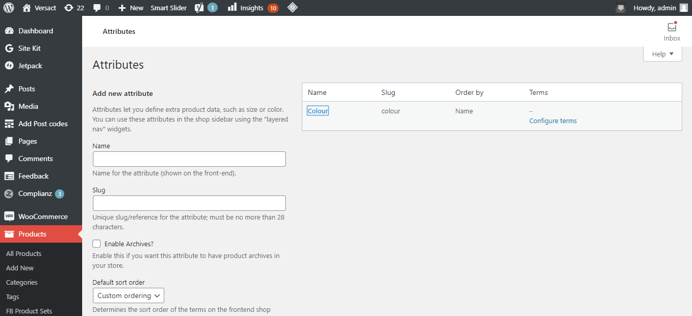 Adding Variations For Product Attribute In WordPress Dashboard