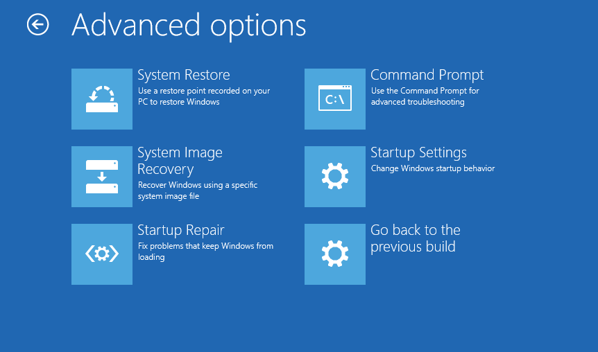 Advanced startup repair Windows 10