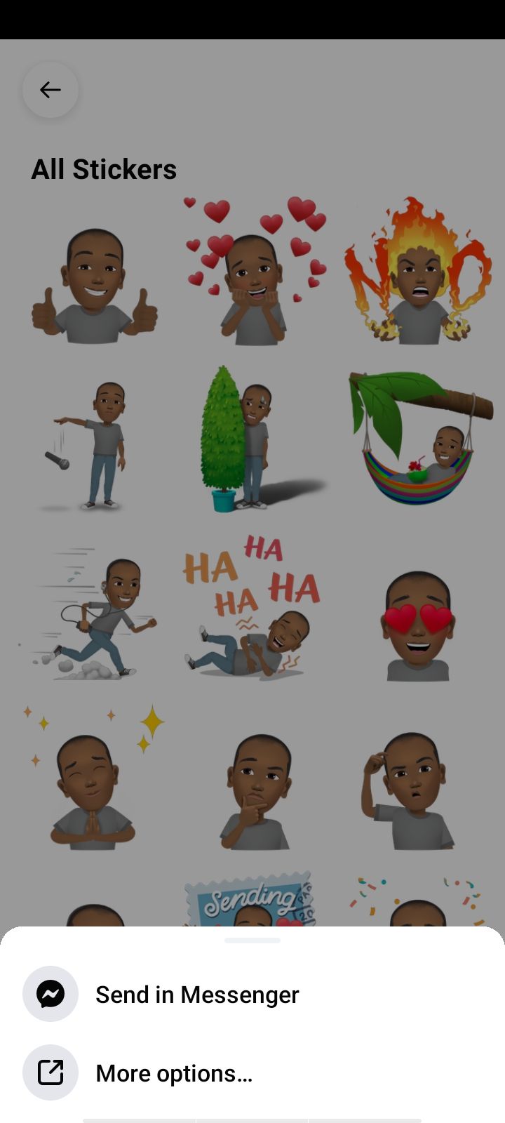 All Stickers of Avatar Sharing Options