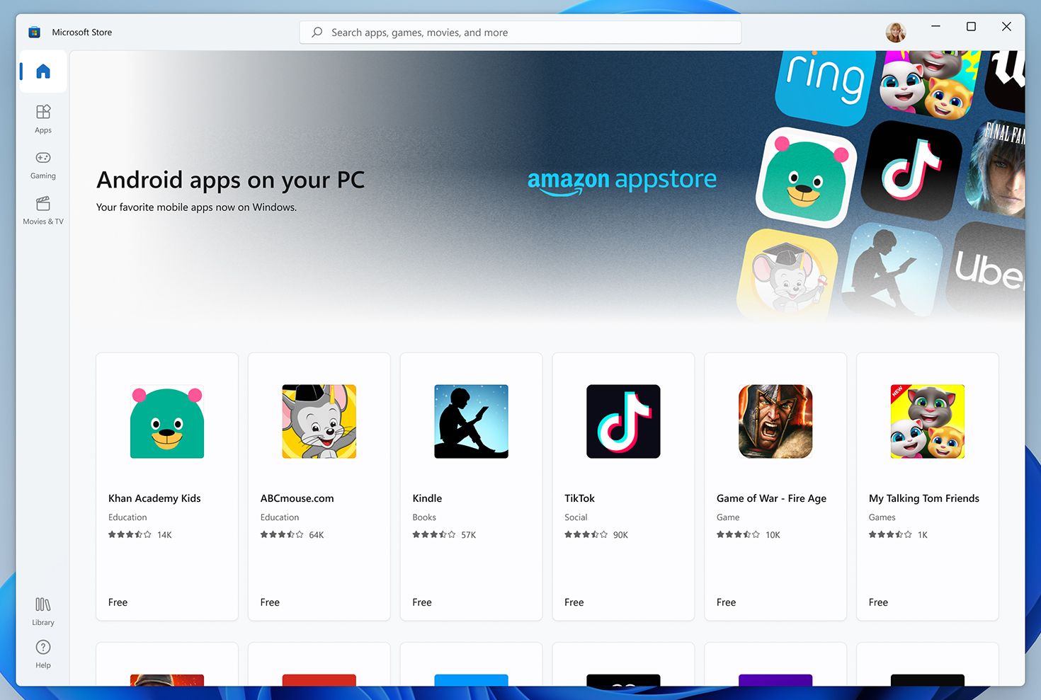 Android apps now available on Windows 11 via Amazon Appstore through the Microsoft Store