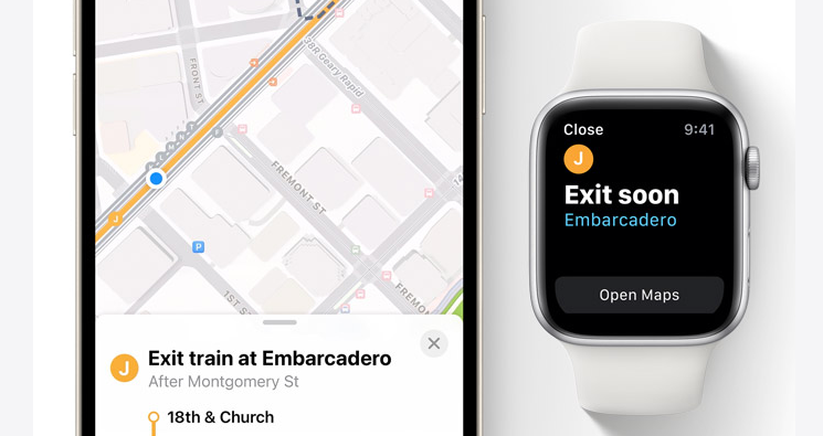 Apple Maps notifications on Apple Watch.
