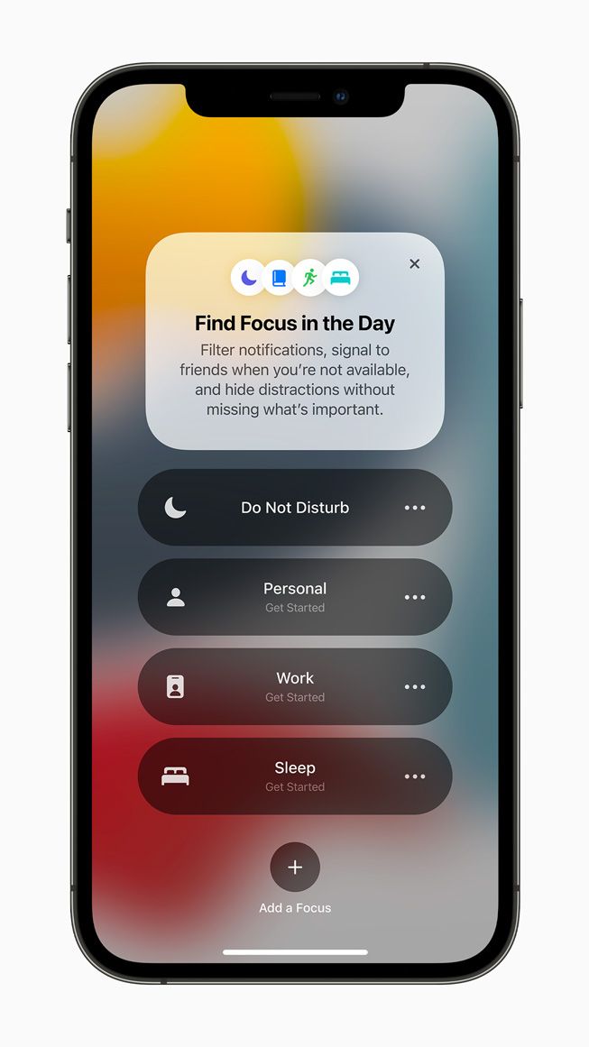 iPhone screenshot showing Focus mode