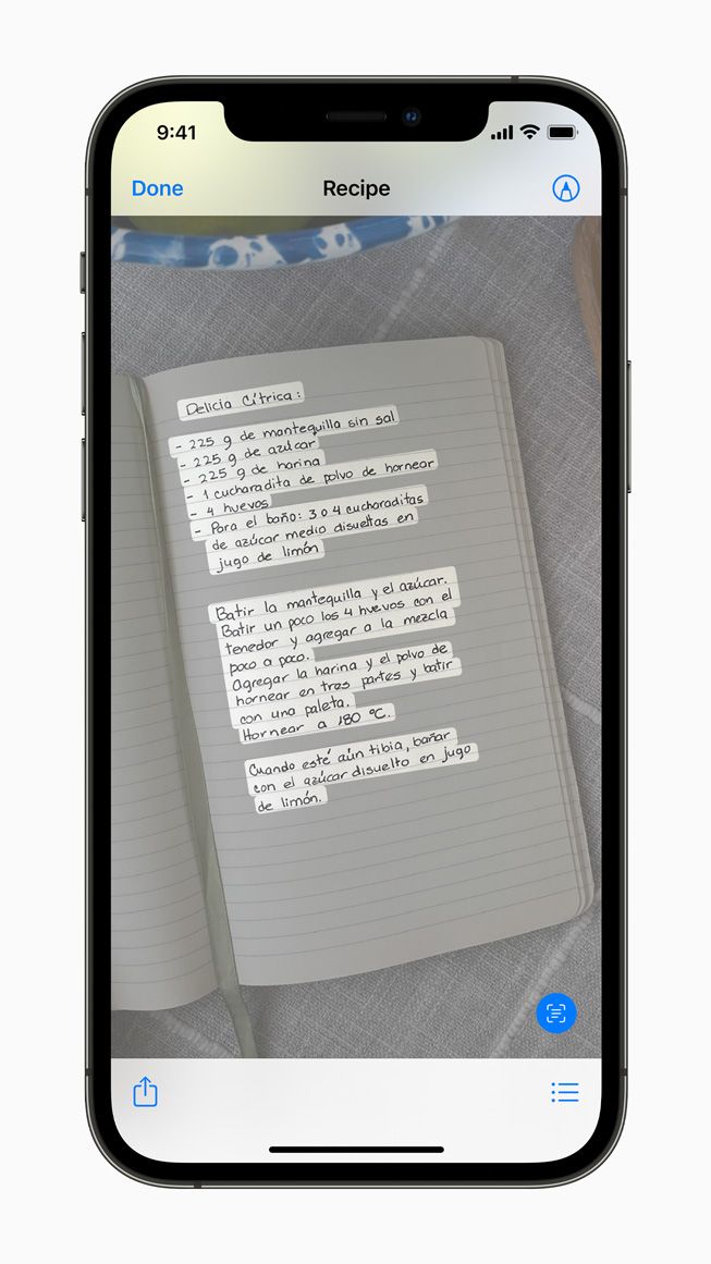 iPhone screen showing Live Text Copy Text option from a recipe