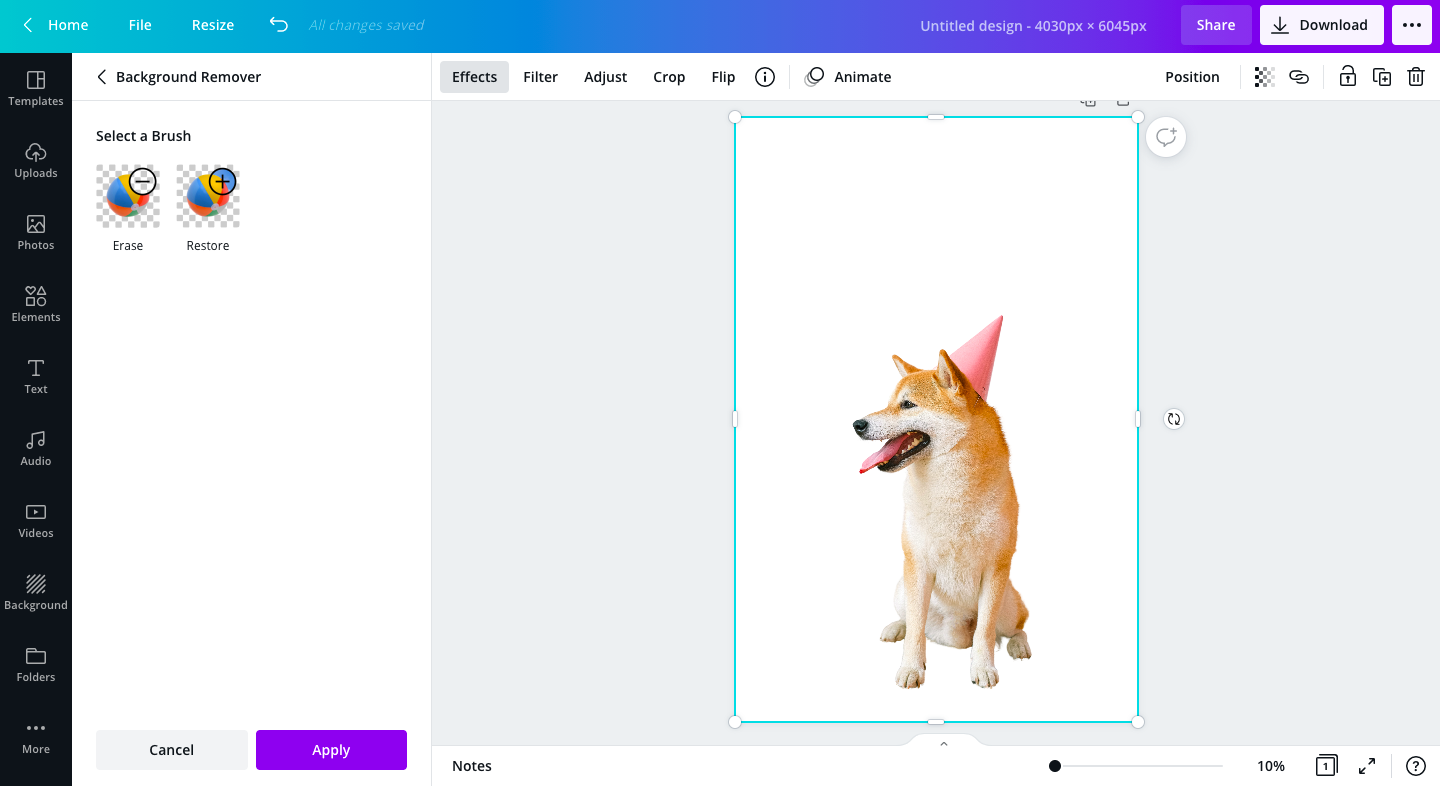 Remove a background with Canva