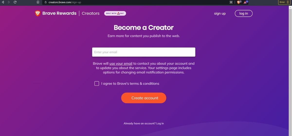 Become a Creator on Brave Browser