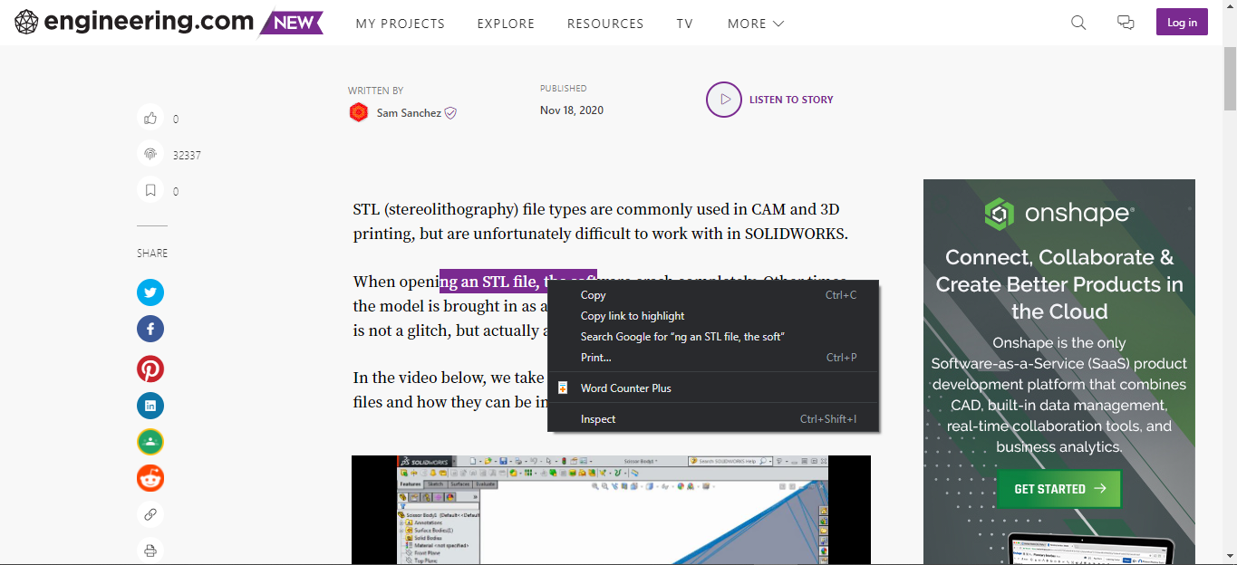 Browser inspektera alternativet Öppna