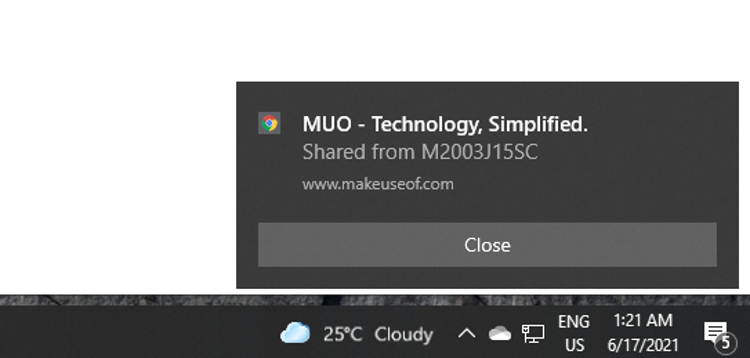 Browser tab received notification PC