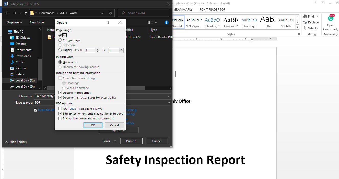 Check-marking Encrypting Document From Options Settings in Save Dialog Box