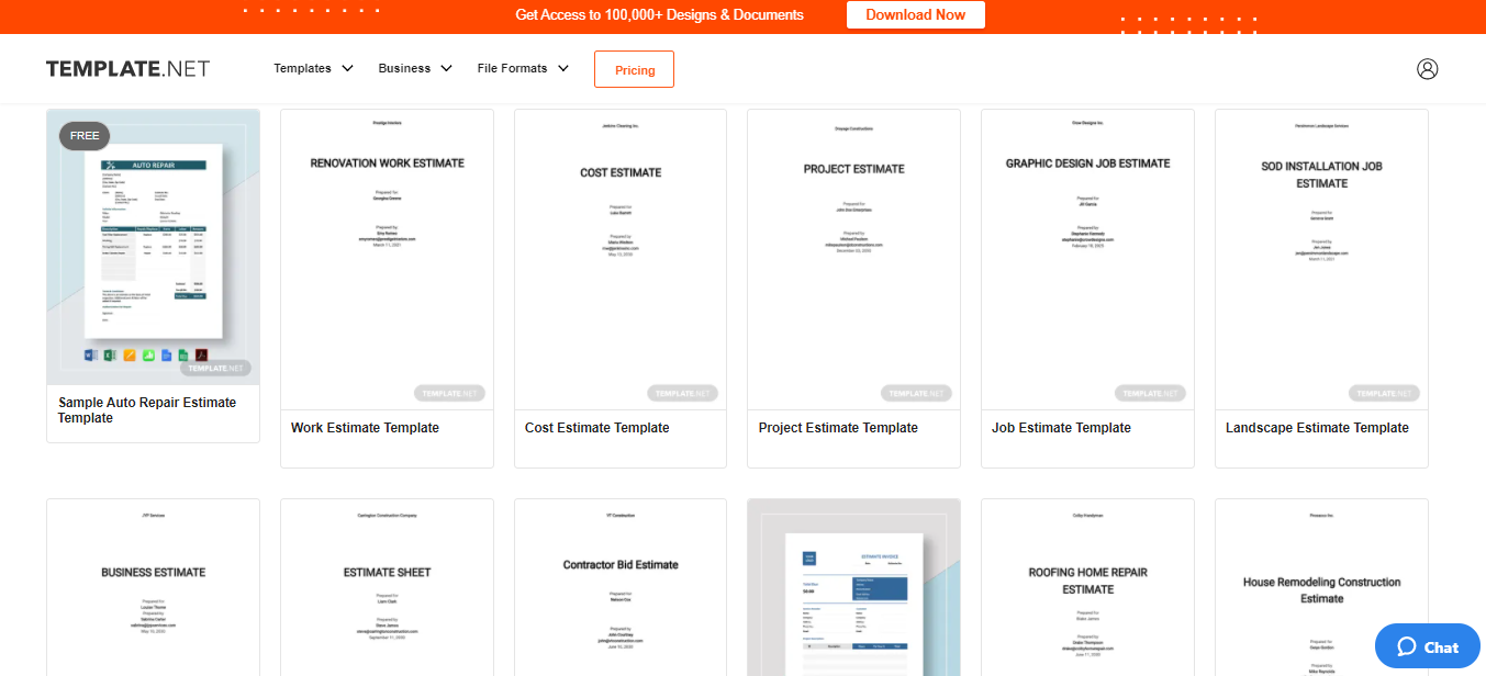 Choosing a Free Excel Template on Template.net Website