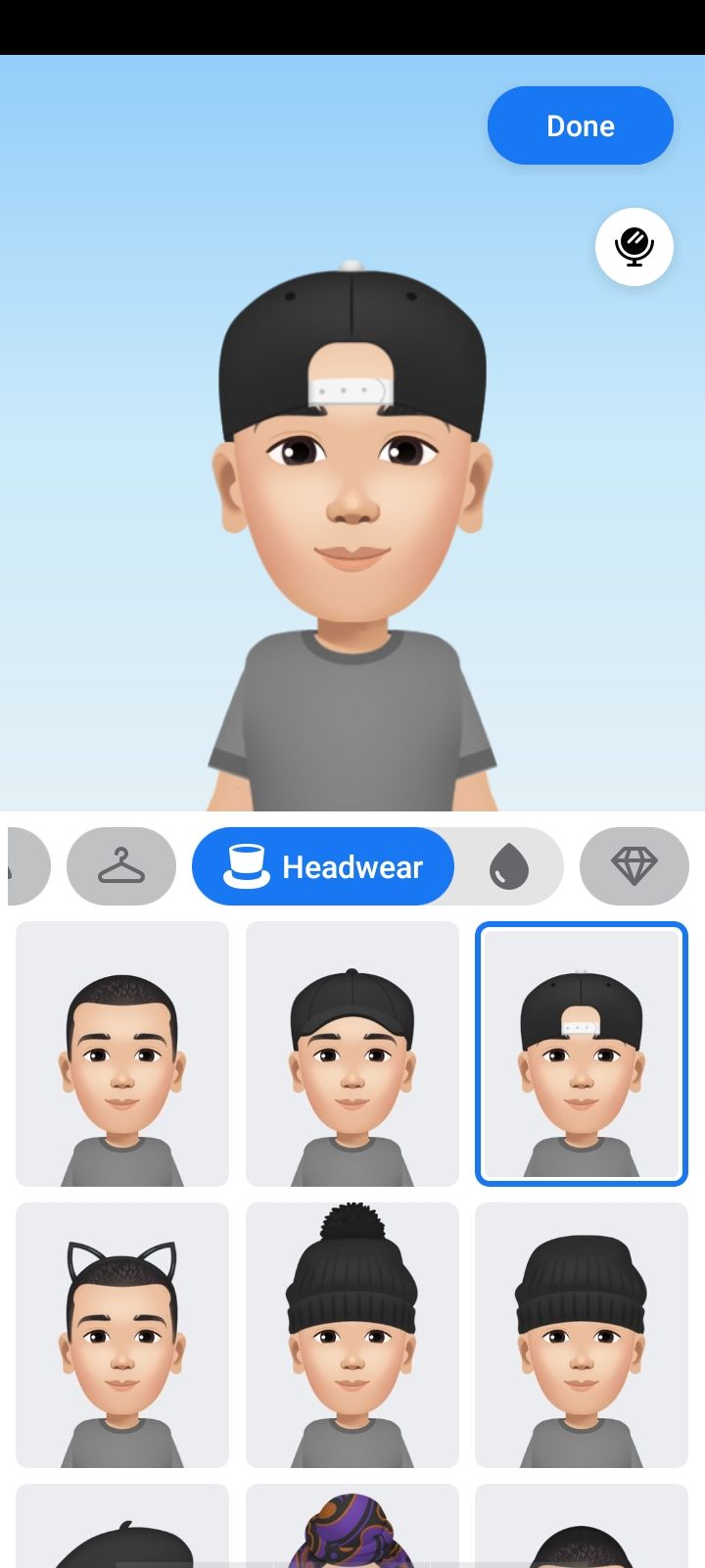 Choosing a Hat For Creating Avatar in Facebook