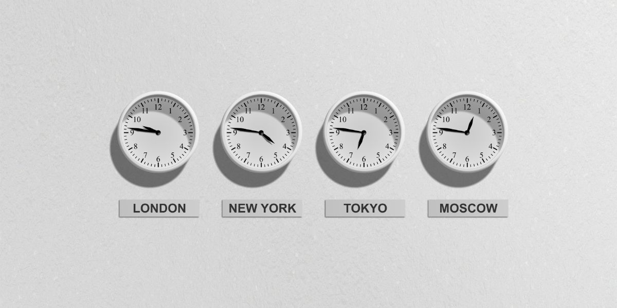 Four clocks on a white background