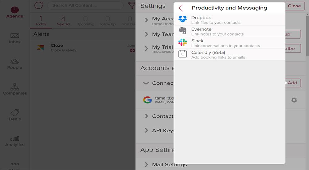 Productivity apps integrations options