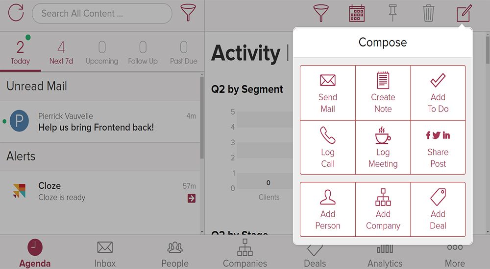 Options in the Cloze Compose Card