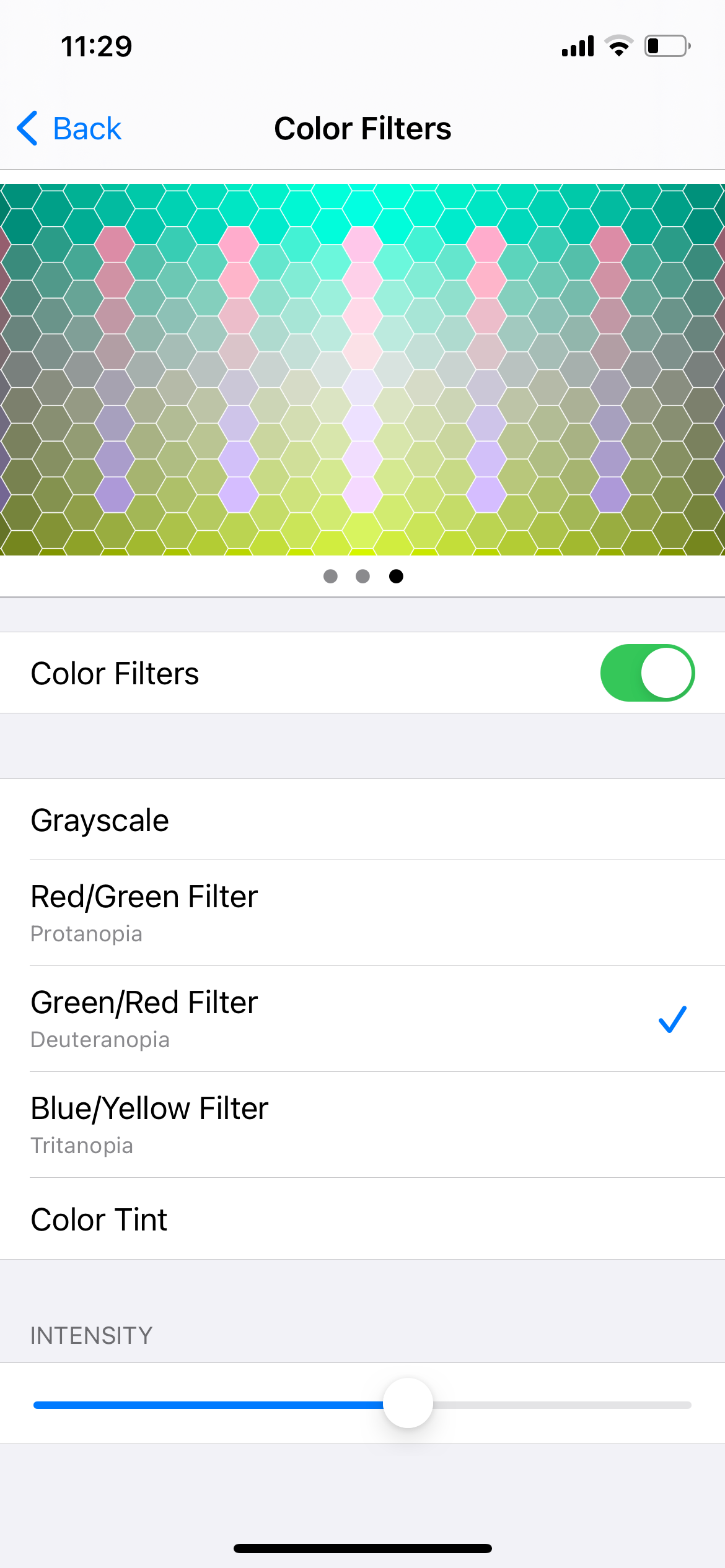 Color filters iPhone display options