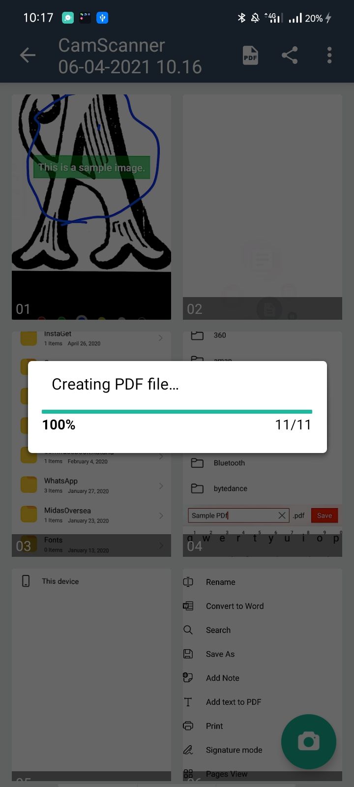 Converting Images into PDF in CamScanner App