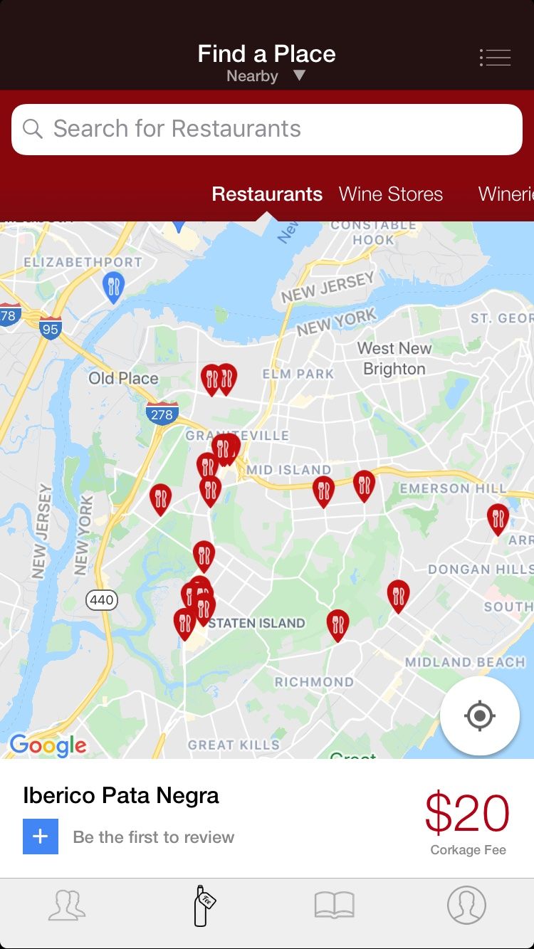 Corkage Fee app map