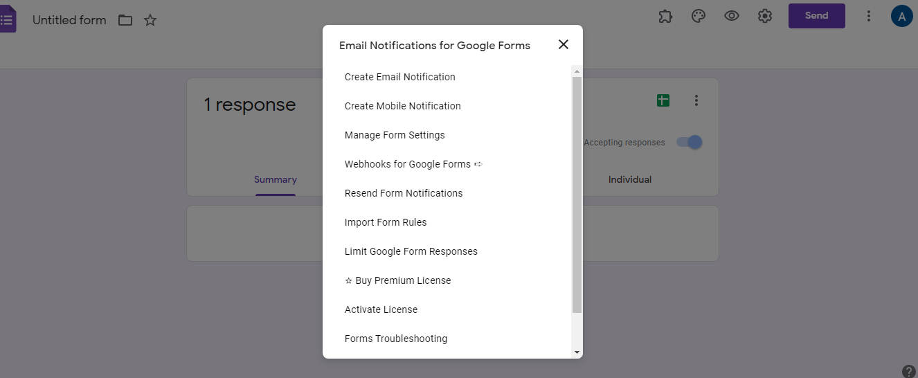 So betten Sie Google-Formulare ein und sammeln Umfragedaten in WordPress - Create Email Notification in Notification