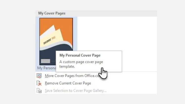 save my own cover page in word for mac 2016