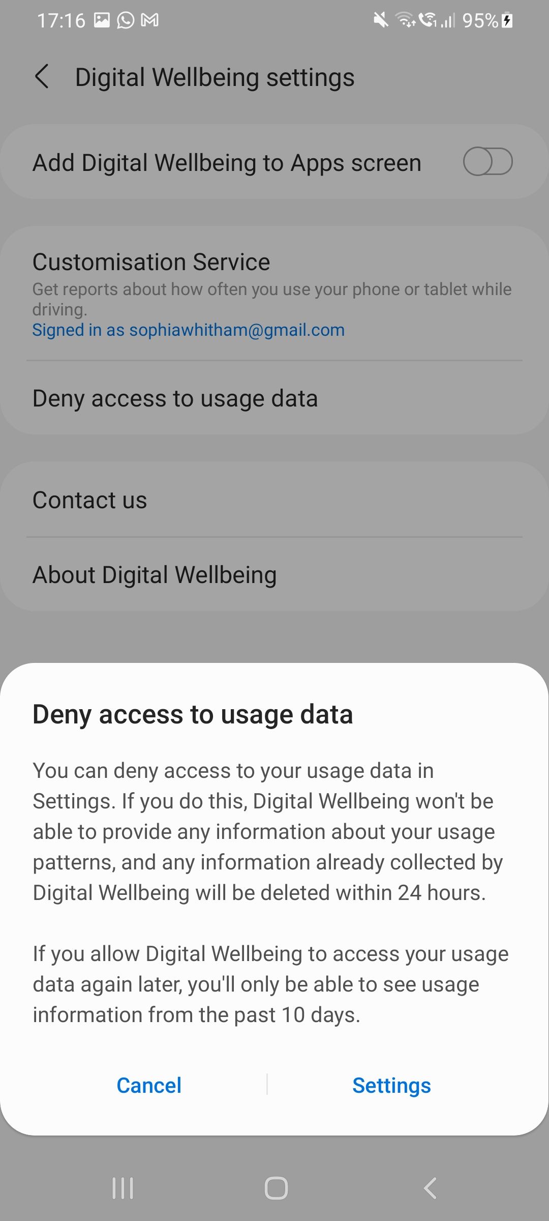 Deny access to usage data