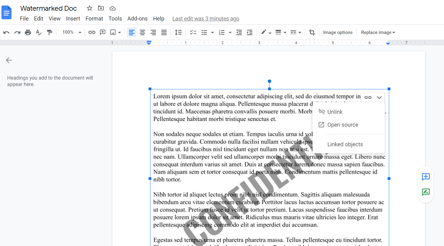 So fügen Sie ein Wasserzeichen in Google Docs hinzu - Edit functionality google drawings in google doc