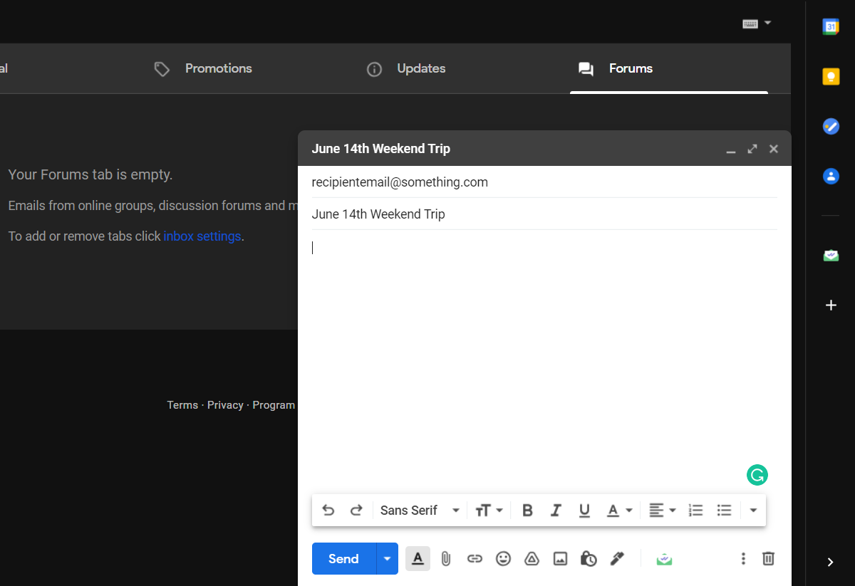 Email subject line in Gmail