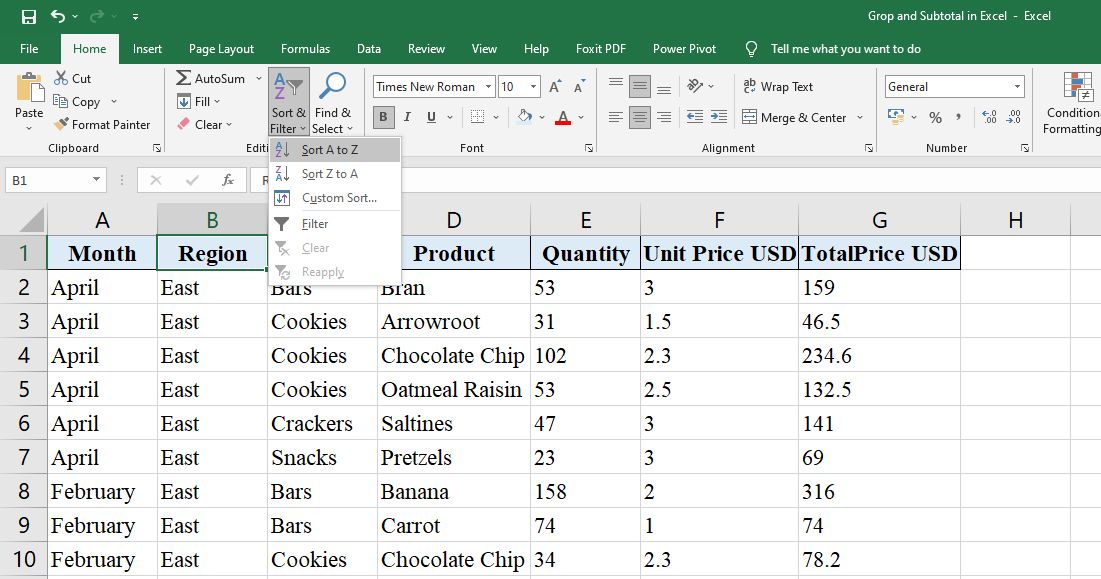 Excel Group Outline Subtotal 01 - Come raggruppare righe e colonne con contorni e subtotali in Excel