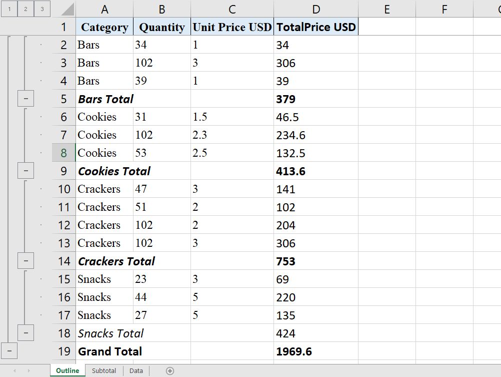 excel for mac group outline preferences