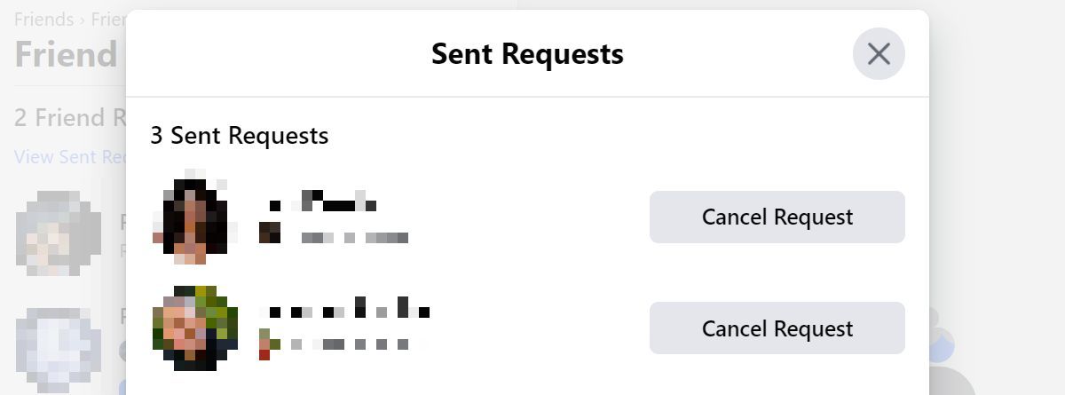 Cancel Facebook friend requests you've sent.