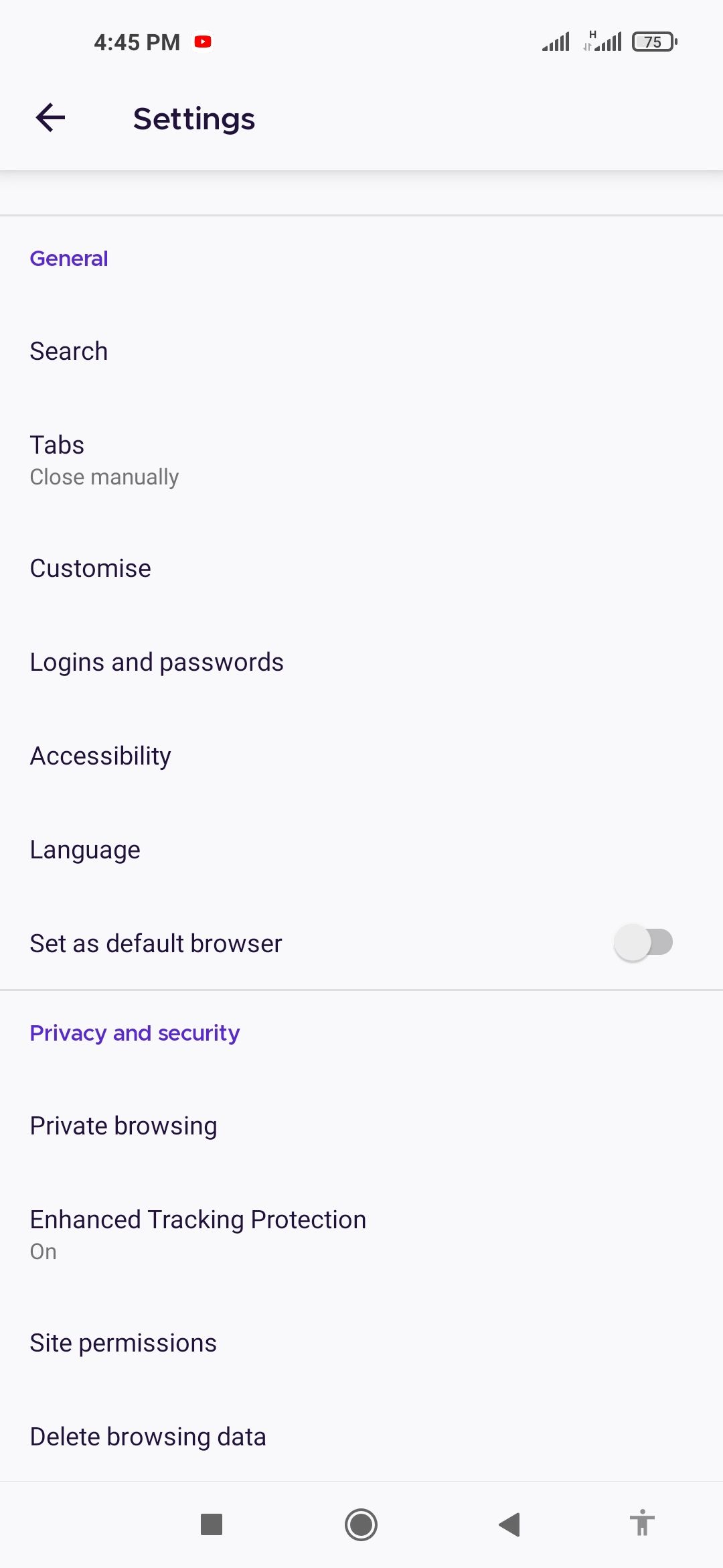 Firefox settings mobile