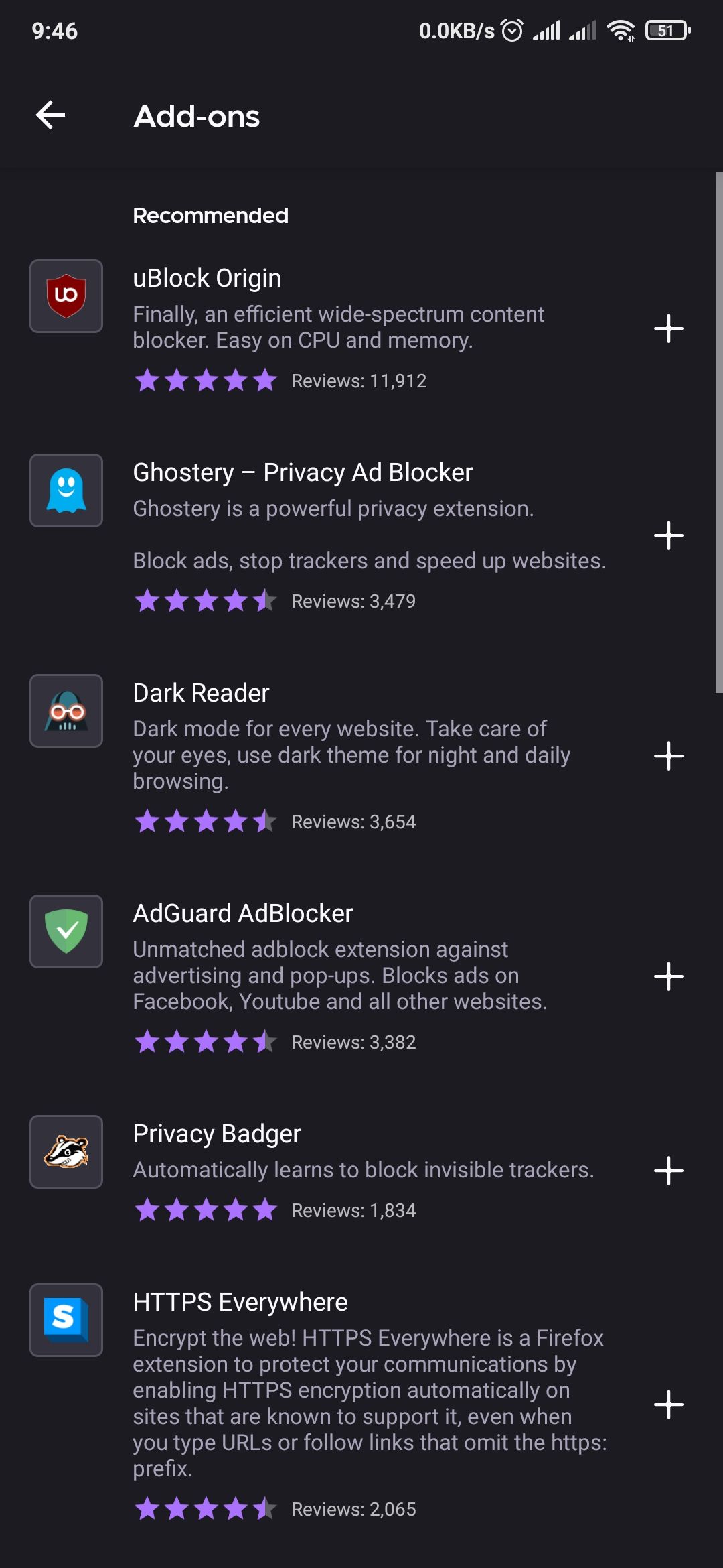 Adds-on manager in Firefox Android