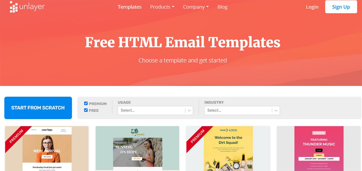 examples of HTML email templates in unlayer