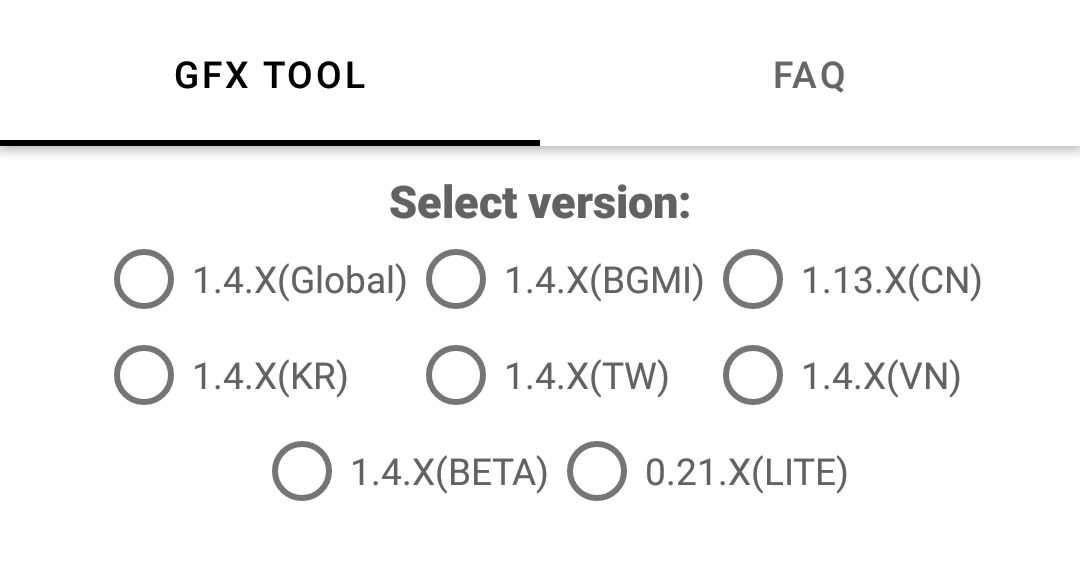 GFX Tool - Select Version Section