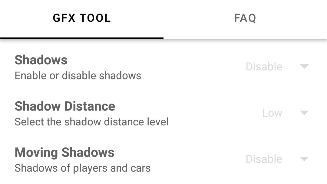 GFX Tool - Shadows Section