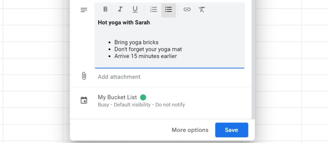 Add event description in Google Calendar