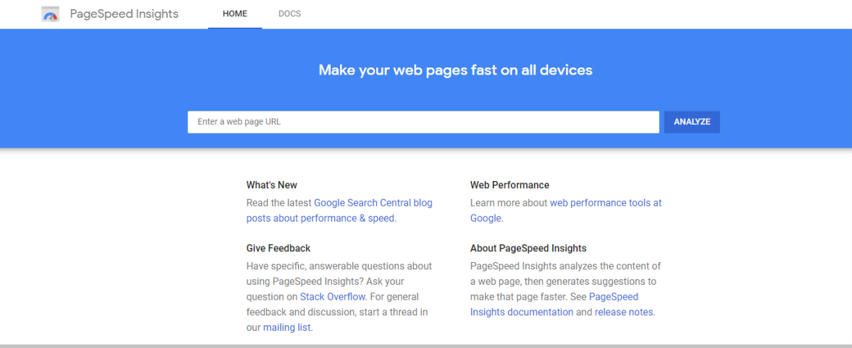 Google Page Speed Insights Tool