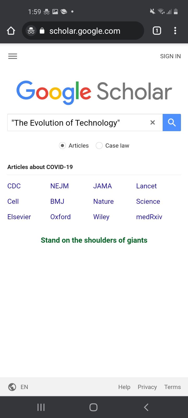 Google Scholar opening page