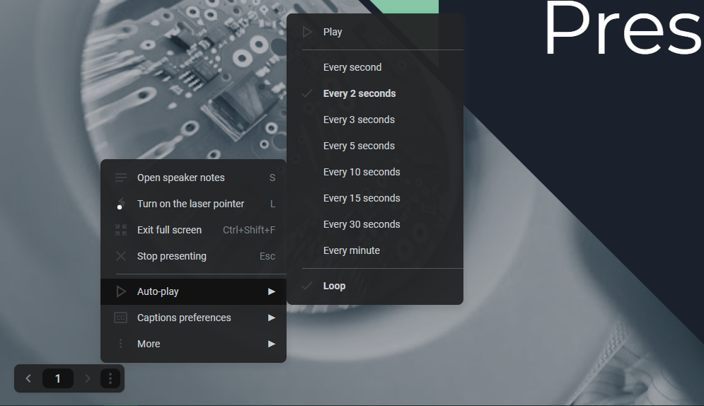 Google Slides Auto Loop Menu