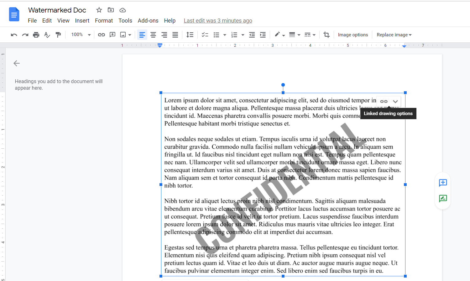 Google Drawing document imported to Google Doc