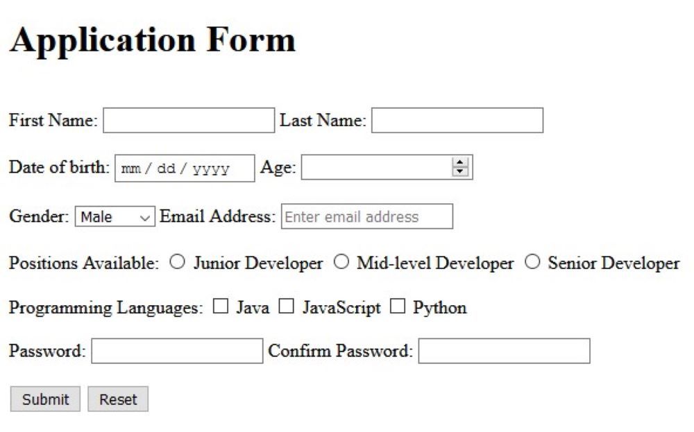 Form Html Code Example